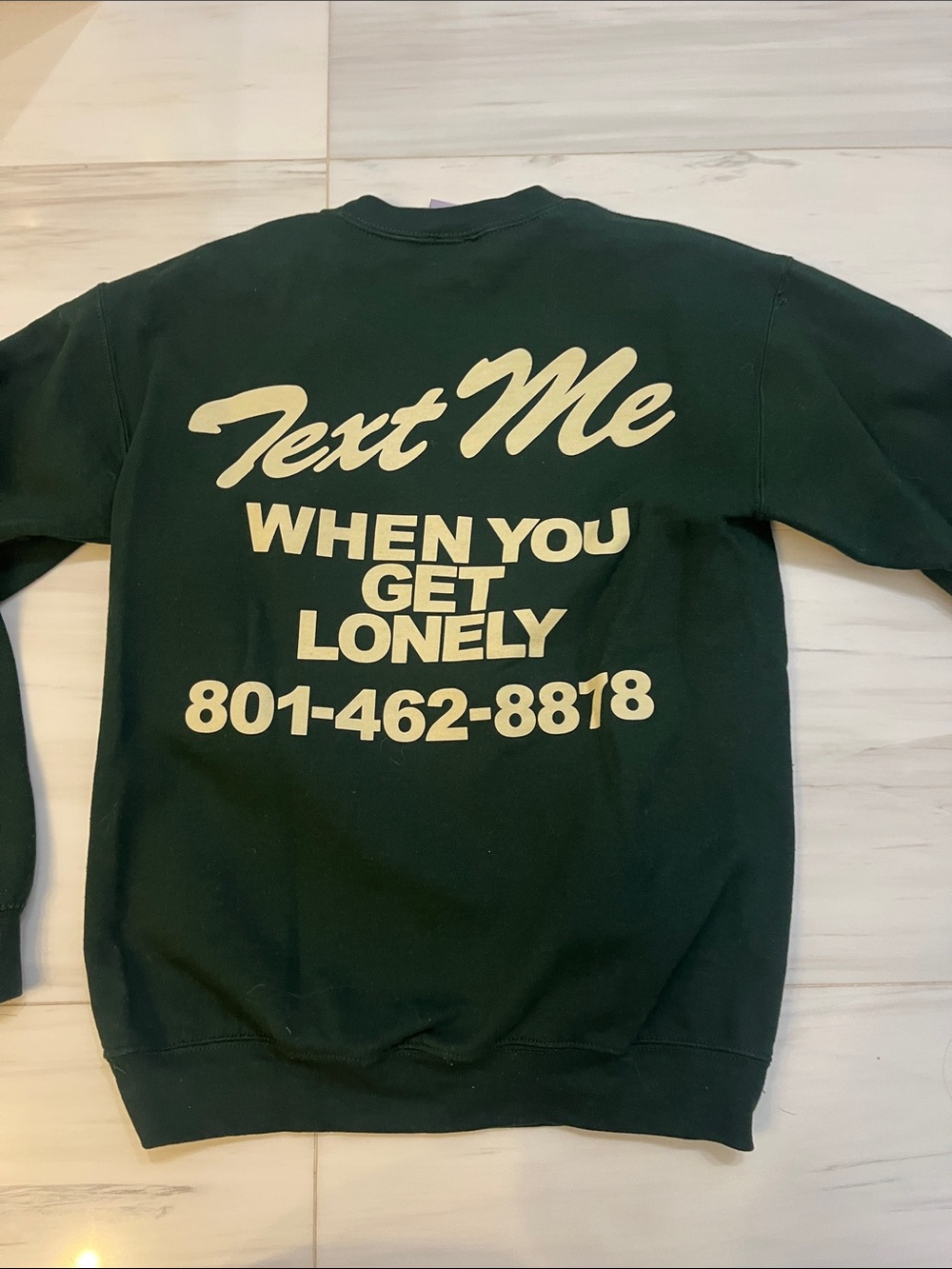 Lonely Ghost Text Me 'When You Get Lonely' Dark Green Sweatshirt - Picture 4 of 4